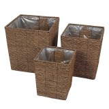 Cumpara ieftin Set 3 ghivece flori fibre naturale 25 x 25 x 30 cm, 31 x 31 x 37 cm, 37 x 37 x 42 cm