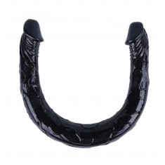 Dildo Dublu Pleasure Link, TPR, Negru, 43 cm, Passion Labs