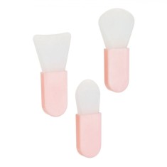 Set Spatule Silicon JB Beauty, Aplicare Mască Față, Roz-Alb, 6 cm, 3 Bucăți