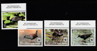 Cook Islands 2014-Fauna,WWF,Pasari,serie (partea I) 4 val.dant.,bordura sus foto