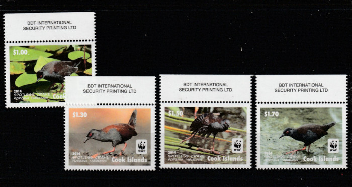 Cook Islands 2014-Fauna,WWF,Pasari,serie (partea I) 4 val.dant.,bordura sus
