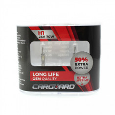 Set de 2 becuri Halogen 24V H1 70W +50% Intensitate LONG LIFE CARGUARD