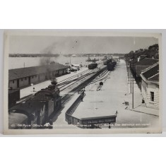 BULGARIA , RUSE , STATIA DE CALE FERATA DIN PORT , CARTE POSTALA , INTERBELICA