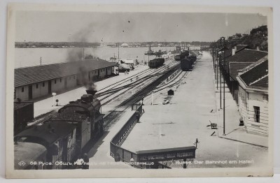 BULGARIA , RUSE , STATIA DE CALE FERATA DIN PORT , CARTE POSTALA , INTERBELICA foto