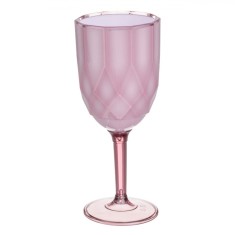 Pahar Vin, Model Reliefat, Culoare Roz Nude, Plastic, Capacitate 0,35 L