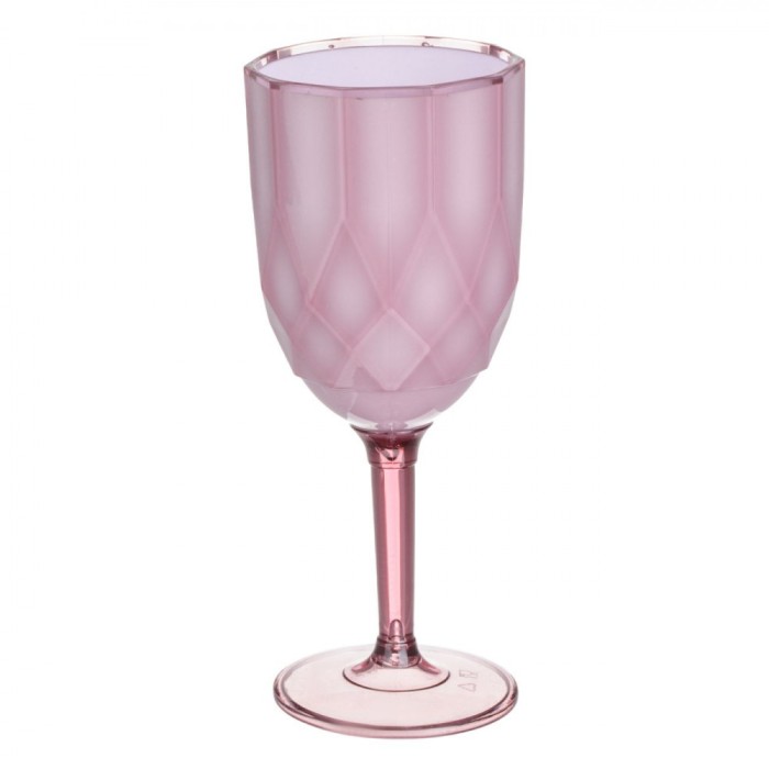Pahar Vin, Model Reliefat, Culoare Roz Nude, Plastic, Capacitate 0,35 L