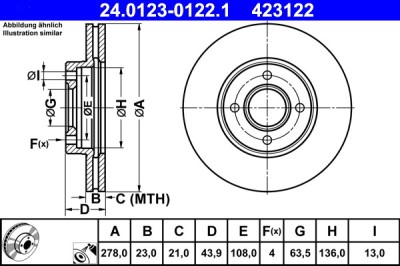 ATE 24.0123-0122.1 Disc frana foto