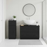 Cumpara ieftin Set de dulapuri pentru baie, 2 piese HOORN Negru Lemn prelucrat