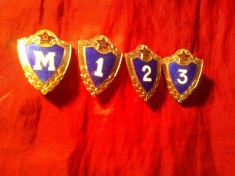 Set 4 Insigne Militare URSS - Armata Sovietica -Specialist - Clasele: Maestru si 1,2,3 , metal si email ,h=4,2cm