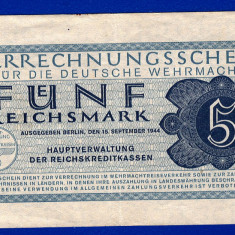 (1) BANCNOTA (CERTIF COMPENSARE) GERMANIA - 5 REICHSMARK 1944, TRUPELE WEHRMACHT