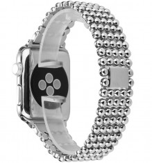 Curea iUni compatibila cu Apple Watch 1/2/3/4/5/6/7, 40mm, Luxury, Otel Inoxidabil, Silver foto