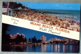 AD 766 C. P. VECHE -GREETING FROM MIAMI BEACH, FLORIDA -WORLD&#039;S PLAYGROUND -SUA, Circulata, Franta, Printata