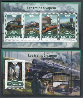 Togo 2016 - LOCOMOTIVE cu ABURI - BL + KB - MNH foto