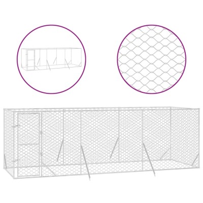 Padoc de exterior pentru caini argintiu 6x2x2 m otel galvanizat foto