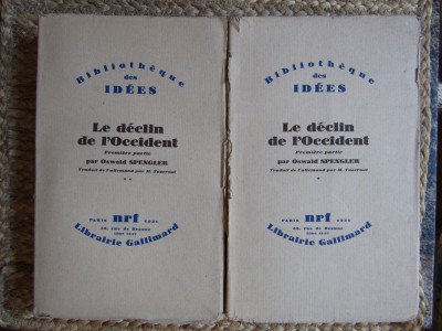 Le declin de l&amp;#039;Occident Oswald Spengler 2 vol. Declinul Occidentului in fr. 1931 foto