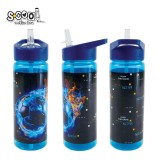 Sticlă apă plastic cu pai S-Cool Limited Edition, 600ml, 23x8.5x6.6 cm