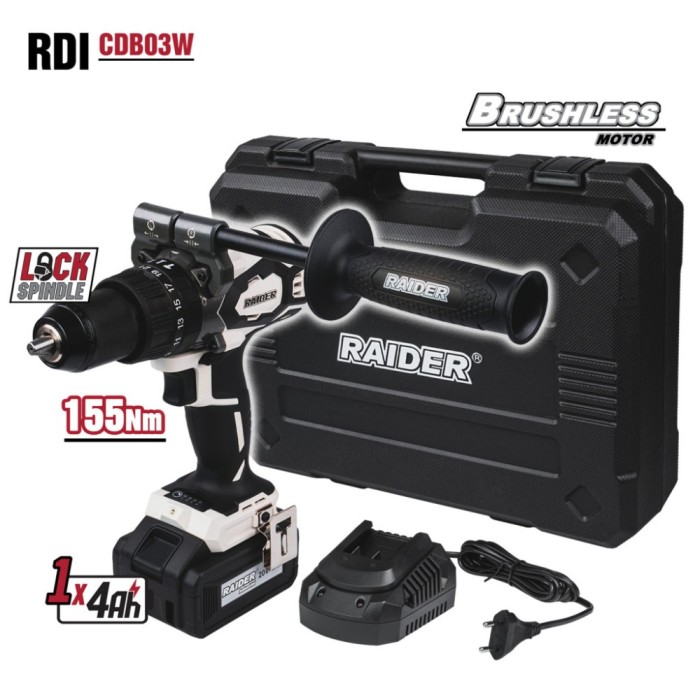 Rotopercutor brushless&nbsp; 20V 2 vit 4Ah 155Nm cutie RDI-CDB03W HardWork ToolsRange