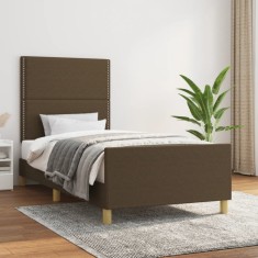 vidaXL Cadru de pat fără saltea, maro &icirc;nchis, 100x200 cm, textil