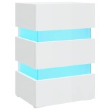 Cumpara ieftin Dulap noptiera cu LED alb extralucios 45x35x67cm lemn prelucrat