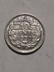10 cents 1939 argint Olanda foto