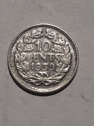 10 cents 1939 argint Olanda