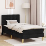 vidaXL Cadru de pat cu saltea cu headboard Negru 100 x 200 cm țesătură 3415095