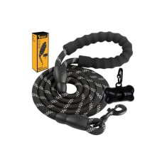 Lesa caini reflectorizanta, lungime 5 m, maner ergonomic, carlig prindere, negru foto