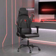 vidaXL Scaun de gaming de masaj, negru, piele ecologică