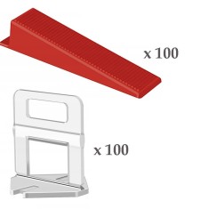 Kit PRO nivelare gresie, 100 cleme rost 2 mm si 100 pene incluse
