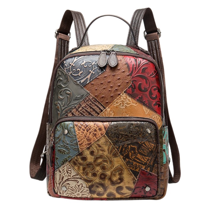Rucsac dama, BUSY LDY&amp;GTM&reg; IoSono, piele naturala, compartiment tableta 12 inch, multicolor aleatoriu