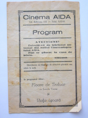 M3 C18 - Program cinematograf - Cinema Aida - anii 1930 foto