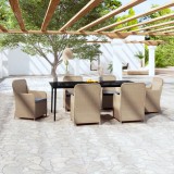 VidaXL Set de masă pentru grădină, 7 piese, cu perne, maro