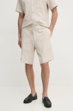 Iceberg pantaloni scurți din amestec de in bărbați, culoarea bej, D080 0140
