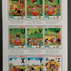 Mali MNH 1996 - Disney desene animate alfabetul - 3 minicoli (vezi descriere)