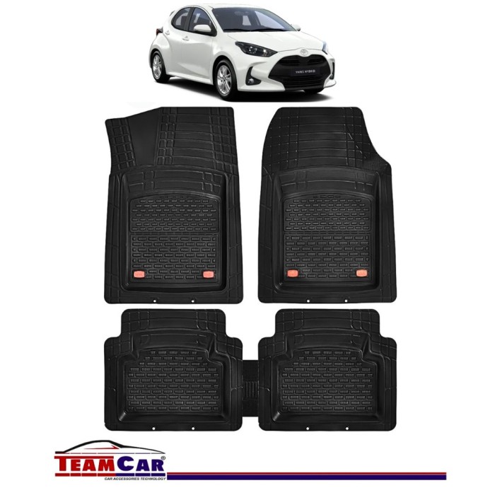 Covorase Auto TeamCar&reg; Tip Tavita Compatibile Toyota Yaris Generatia IV (2020+) Negru Material Rezistent