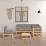 vidaXL Set mobilier de grădină cu perne, 6 piese, lemn masiv de pin 3076629