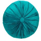 Perna decorativa din catifea cu buton central, turcoaz &Oslash;40x10 cm, M Deco