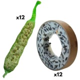 Inel grăsime păsări, 12 inele, 12 batoane arahide, hrană păsări iarnă