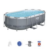 Piscina supraterana ovala Bestway Power Steel cu filtru si scara 427x250x100 cm