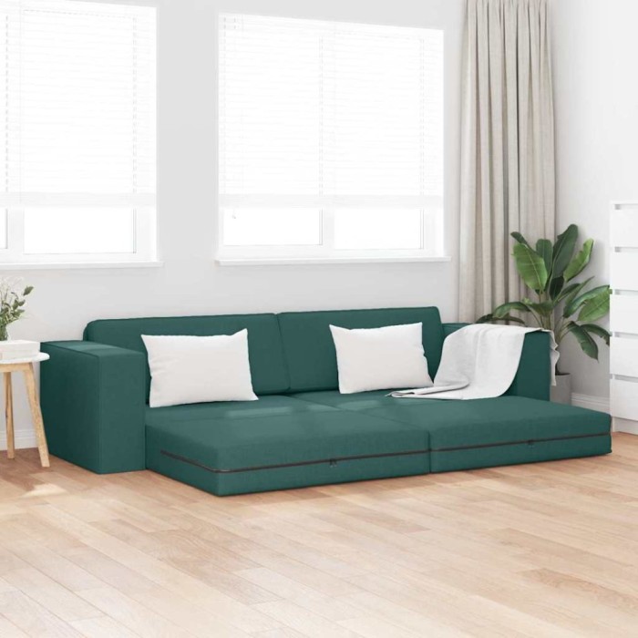 vidaXL Canapea extensibilă de podea Verde &icirc;nchis 245 x 78 x 77 cm