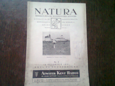 REVISTA NATURA NR.8/1931 foto