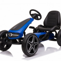 Kinderauto GO Kart cu pedale de la Mercedes, roti cauciuc solid, scaun reglabil, centura de siguranta Albastru