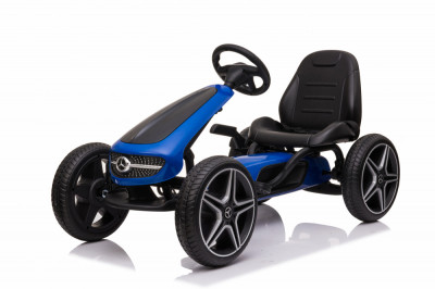 Kinderauto GO Kart cu pedale de la Mercedes, roti cauciuc solid, scaun reglabil, centura de siguranta Albastru foto