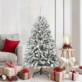 VidaXL Brad de Crăciun artificial Verde și alb 150 cm PVC și Metal 3395744