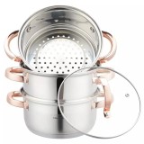 Set de 4 piese, oala pentru fiert cu abur, inox, diametru 18 cm, capacitate 2.5 litri, Klausberg