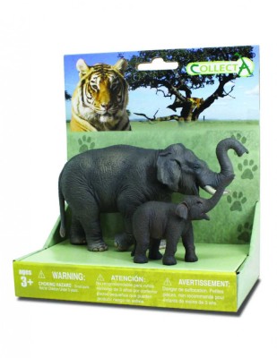 Set 2 Figurine Elefant Asiatic cu pui Collecta foto