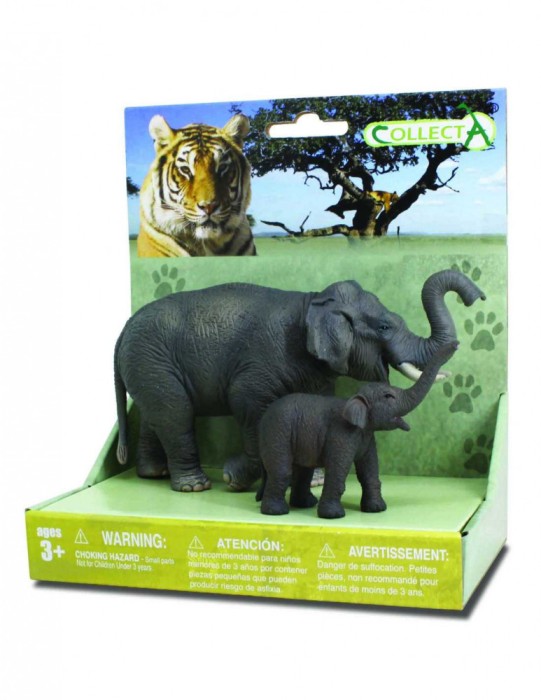 Set 2 Figurine Elefant Asiatic cu pui Collecta
