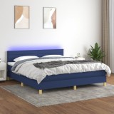Cumpara ieftin Pat cu arcuri, saltea și LED, albastru, 180x200 cm, textil