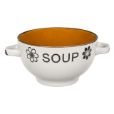 Bol pentru supa cu manere,model soup,ceramica,bej,650 ml, Oem