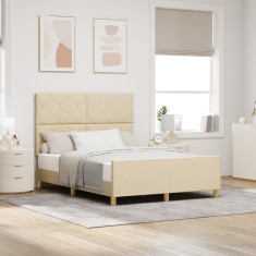 vidaXL Cadru de pat, crem, 140x200 cm, textil foto